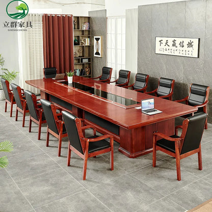 Large conference table long table New Chinese high-end fashion office multi-person conference table and chair combination