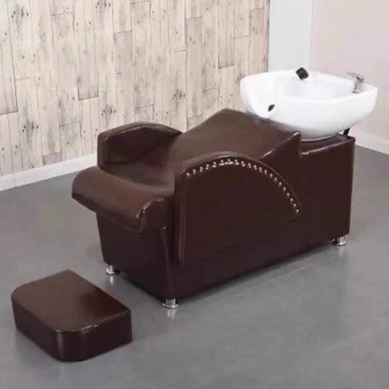 Professional Hair Salon Washbasin Barber Wash With Chair Chinese Spa Basin Chairs Beauty Hydraulic Massage Bed Japanese Styling