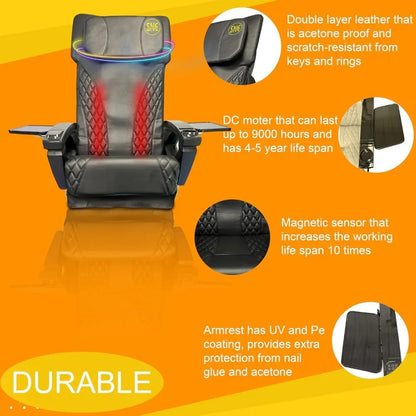 Pedicure Chair. Stylish Pedicure Chair - Black/Gold And White Options With Discharge Pump - Pipe-Less Whirlpool System,
