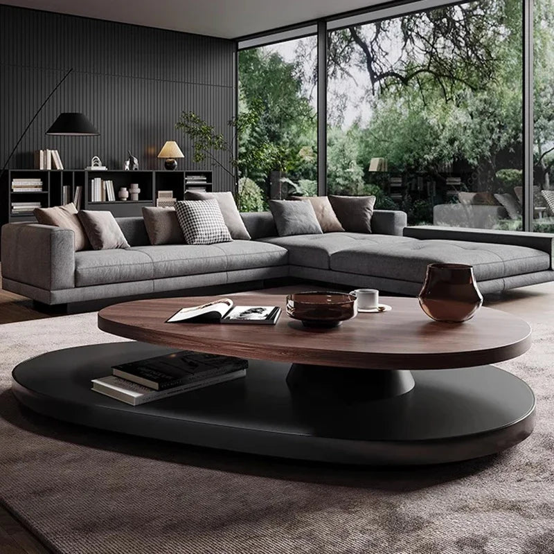 Vintage Minimalist Oval Coffee Table – High-End Design for Home Use