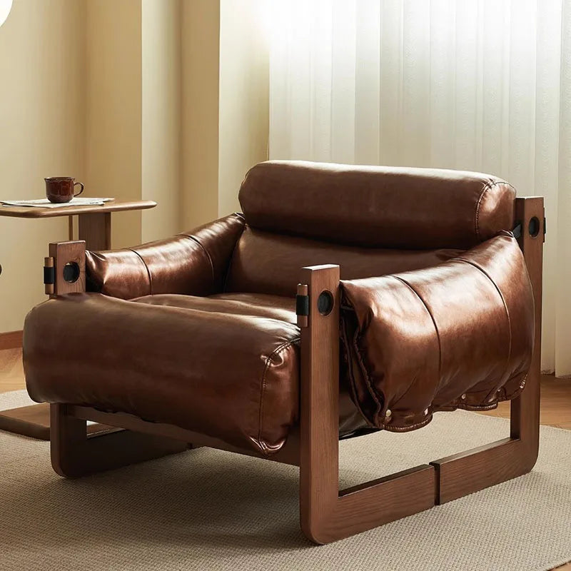 Luxury Fancy Living Room Chair Modern Nordic Occasional Leather Chair Lounge Retro Cadeira Design Furniture