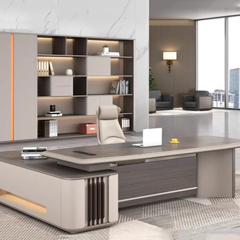 Luxury Wooden L-Shaped Executive Desk