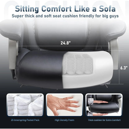 US Big and Tall Office Chair 500lbs-Heavy Duty Ergonomic Computer Chair with Extra Wide Seat, High Back Executive Large Desk