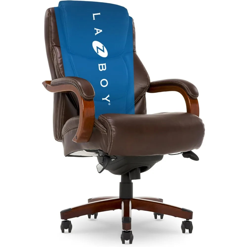La-Z-Boy Delano Big & Tall Executive Office Chair, High Back Ergonomic Lumbar Support, Bonded Leather, Brown