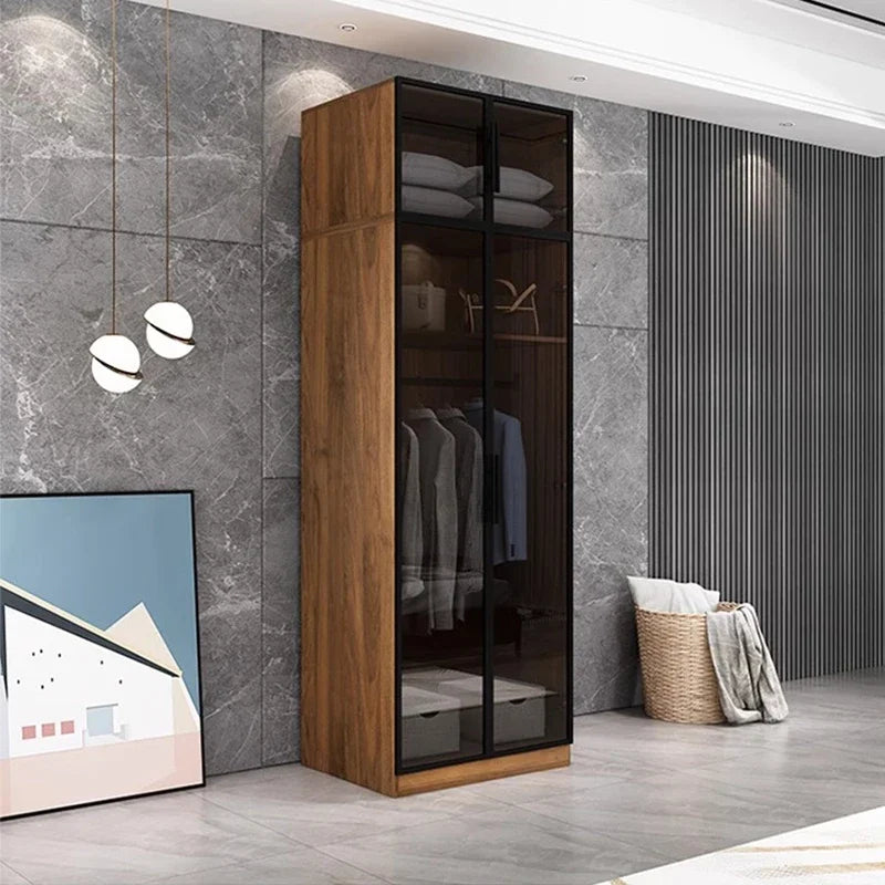 Minimalist Bedroom Organizer – Nordic Wardrobe with Storage Cubes, Mirror Cabinets, and Modern Design