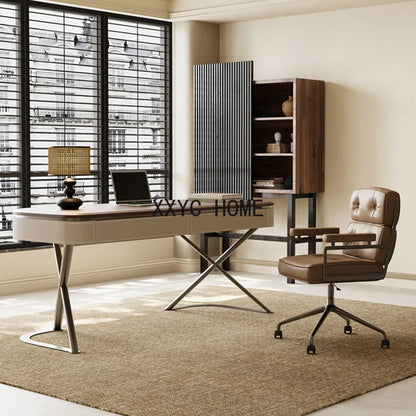Solid Wood Retro Office Desks Luxury Living Room Study Writing Designer Office Desk Computer Consultation  Table Furniture