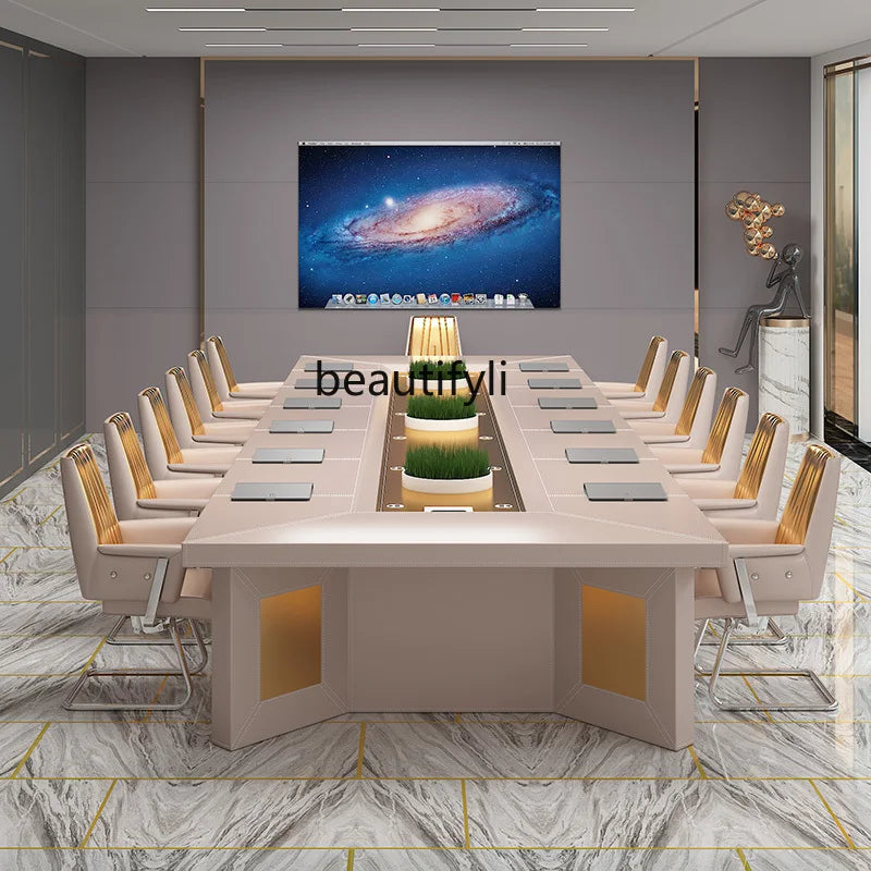 Large conference table with chairs