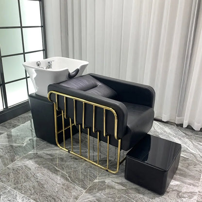 Luxury Barber Equipment Shampoo Chair – Reclining Stylist Basin Chair, Hair Wash &amp; Spa Salon Chair, Relaxing Cadeiras