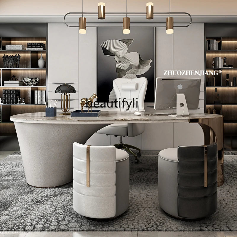 Light luxury post-modern simple Nordic, study writing desk computer desk integrated household slate