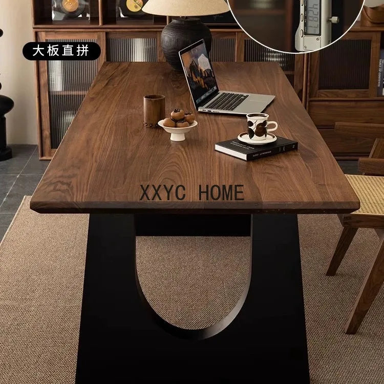 wood dining table rectangular designer computer table living room dining desk integrated household log dining table