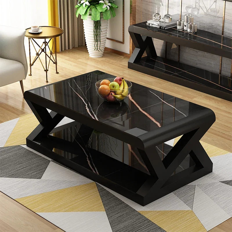 Simple black storage coffee table
