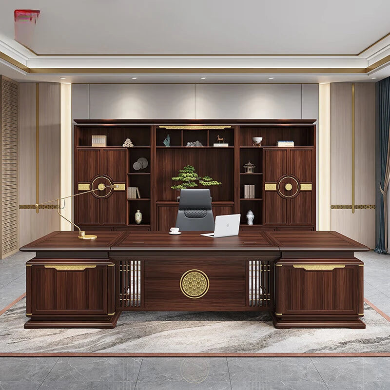 New Chinese-style solid wood boss desk and chair