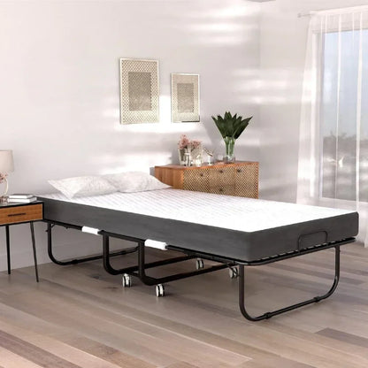 Folding Bed with 5-inch Memory Foam Mattress – Portable, 75x31 Size, for Guests