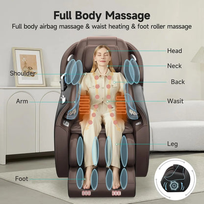 Favor-06 Shiatsu Massage Recliner Chair – Full Body Zero Gravity, APP-Controlled, Brown