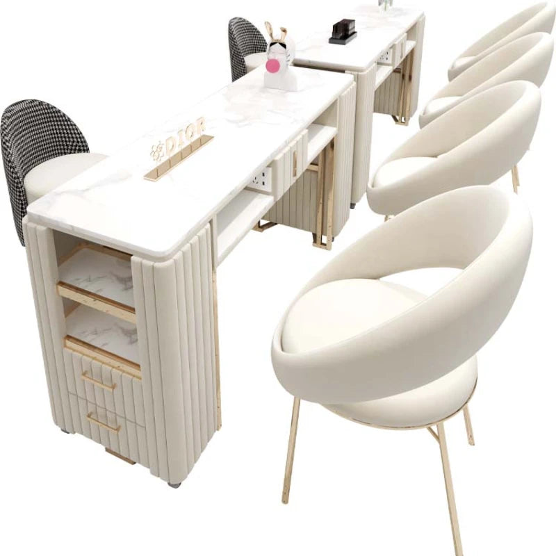 White Professionals Nail Desk Workstation Kawaii Aesthetic Designer Nail Desk Manicure Storage Tavolo Per Unghie Salon Furniture