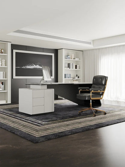 Minimalist living room large long desk light luxury modern study rock slab computer desk office table chair home
