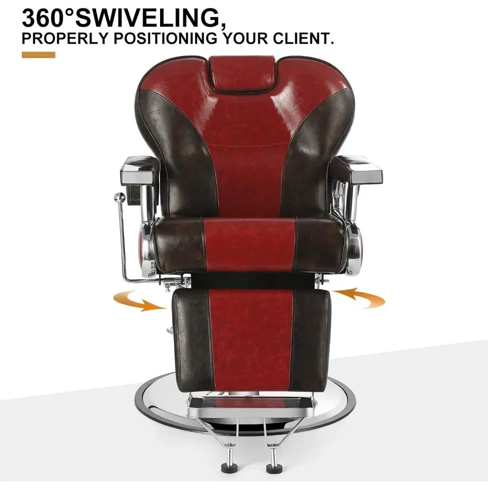 Heavy Duty Barber Chair – Hydraulic Reclining Salon Styling Chair, 26.8&quot; D x 26.8&quot; W x 41.3&quot; H