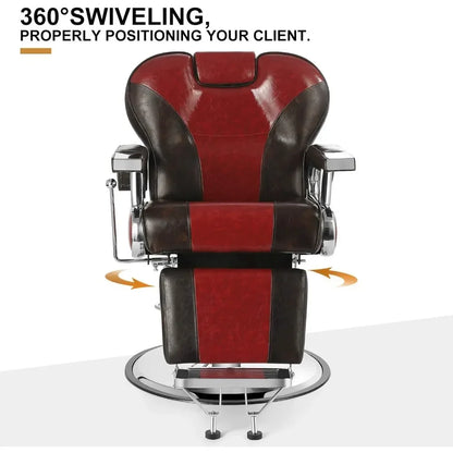 Heavy Duty Barber Chair – Hydraulic Reclining Salon Styling Chair, 26.8&quot; D x 26.8&quot; W x 41.3&quot; H