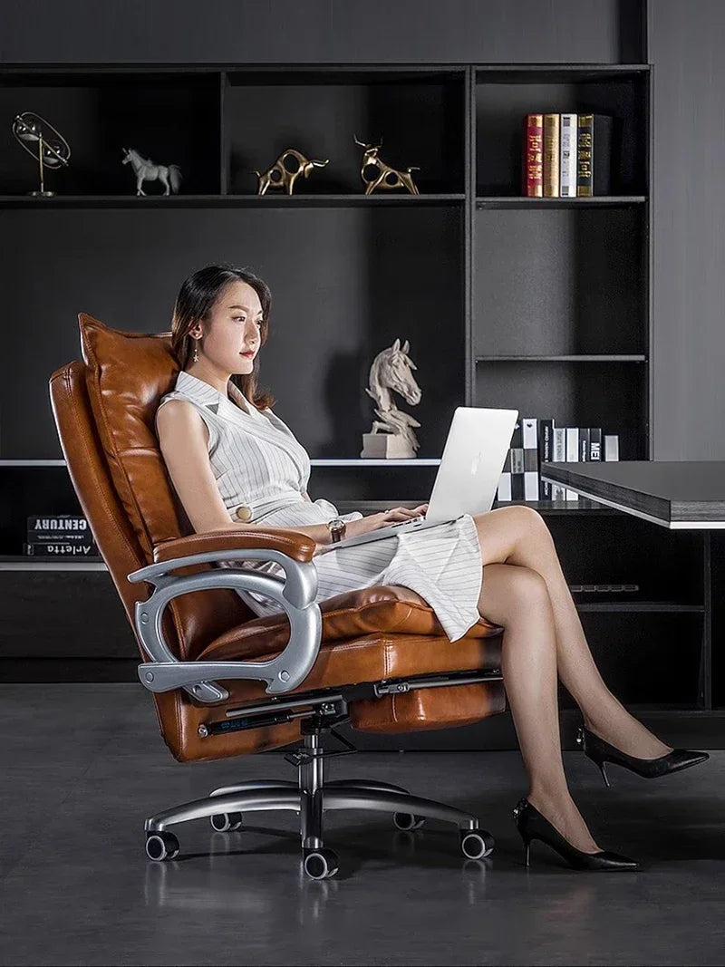 Senior Lazy Sofa Office Chair Leather Recliner Massage Home Boss Gaming Chair Executive Sillas De Oficina Office Furniture LVOC