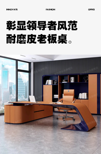 Italian Boss Table, President Table, Light Luxury, Modern High-end Villa, Large Desk, Office Leader, Office Desk