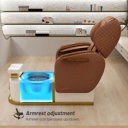 Salon Furniture Electric Luxury Multifunctional Brown Pedicure Chair with Massage Back Lift Manicure Beauty Salon Special