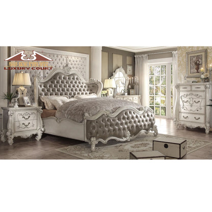 Royal Style Wooden Kind Size Bed With Stool Bedroom Furniture Set