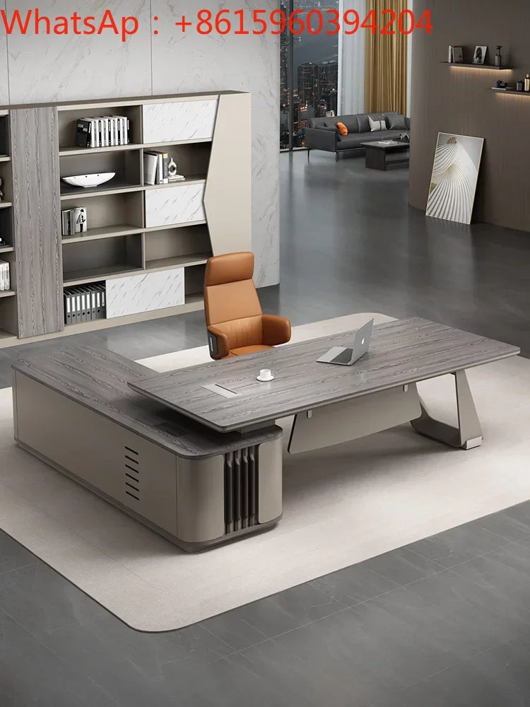 Italian high-grade office table baking varnish large shift office table and chair combination