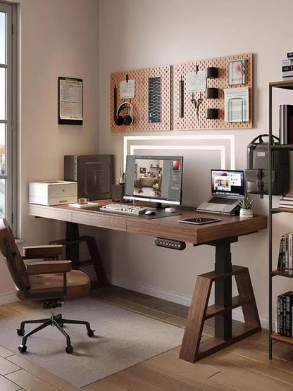Intelligent Automatic Lifting Desk Italian Minimalist Black Solid Wood Bedroom Computer Desk Office Desk Home Lifting Model