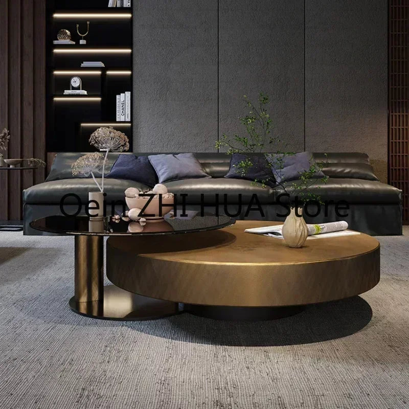 Round Simplicity Coffee Tables Hotel Living Room Design Modern Glass Coffee Tables Tea Luxury Mesa Posta Nordic Furniture QF50CT