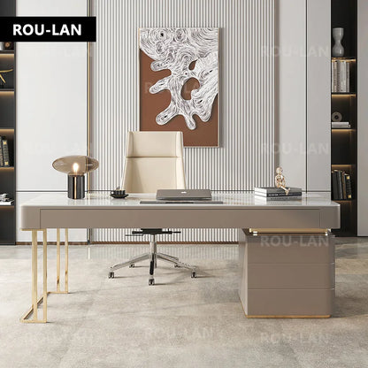 Rock Slab Desk Small Apartment Scandinavian Study Luxury Office Desk Computer Desk Modern Writing Desk Desk Home