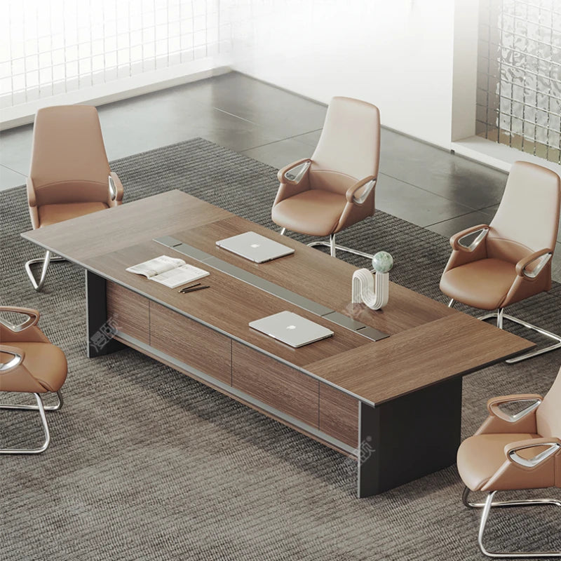 Modern Rectangular Conference Table & Chair Set