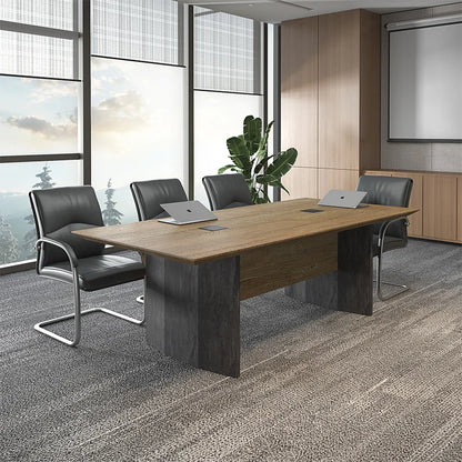 Rectangular Conference Table: Long Desk and Chair Set for Meetings.