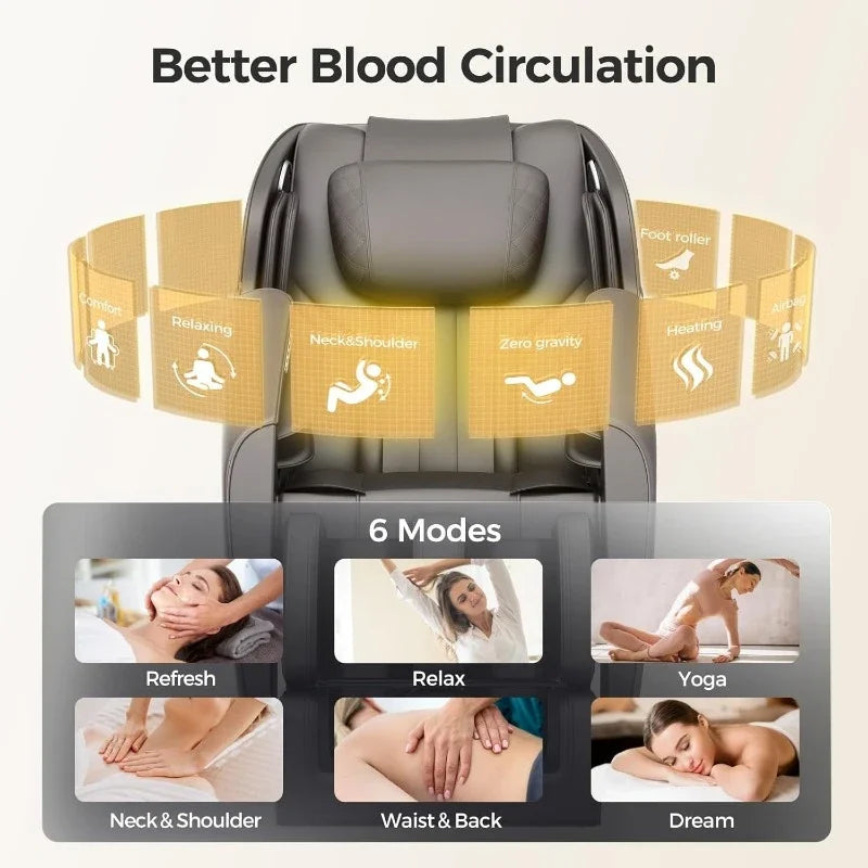 Full Body Zero Gravity Massage Chair Electric Shiatsu Massage Recliner with Foot Roller Bluetooth Speaker for Family Friends