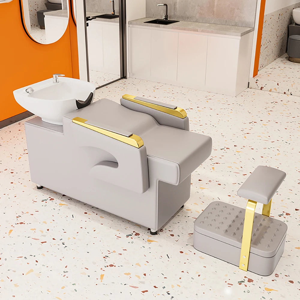 Unique Luxury Shampoo Bed Massage Fashion Modern Simple Shampoo Recliner Ergonomic Nordic Cadeira De Barbearia Salon Furniture