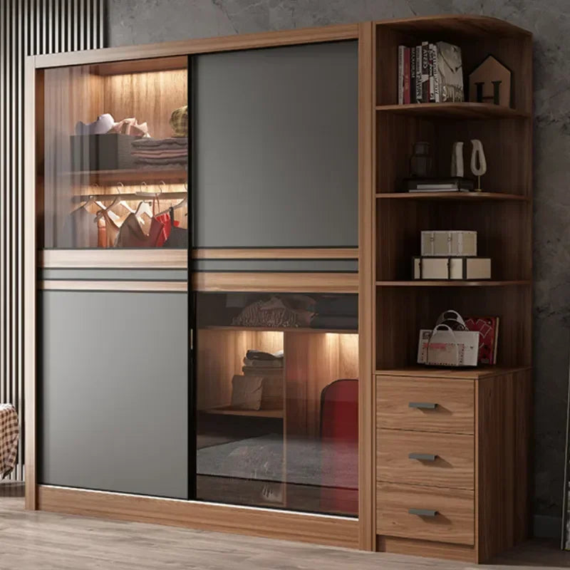 Wardrobe – Plastic Sliding Door Cabinet, Bedroom Storage Organizer, and Dresser Set