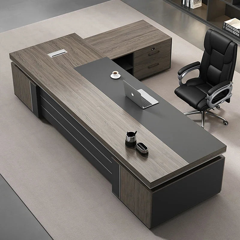 Simple Modern L-Shaped President Desk