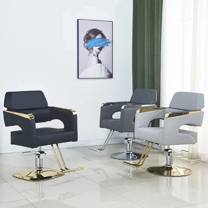 Light Luxury Stainless Steel Barber Chair Professional Salon Chairs for Hair Stylist Beauty Salon Lift Hairdressing Tattoo Chair
