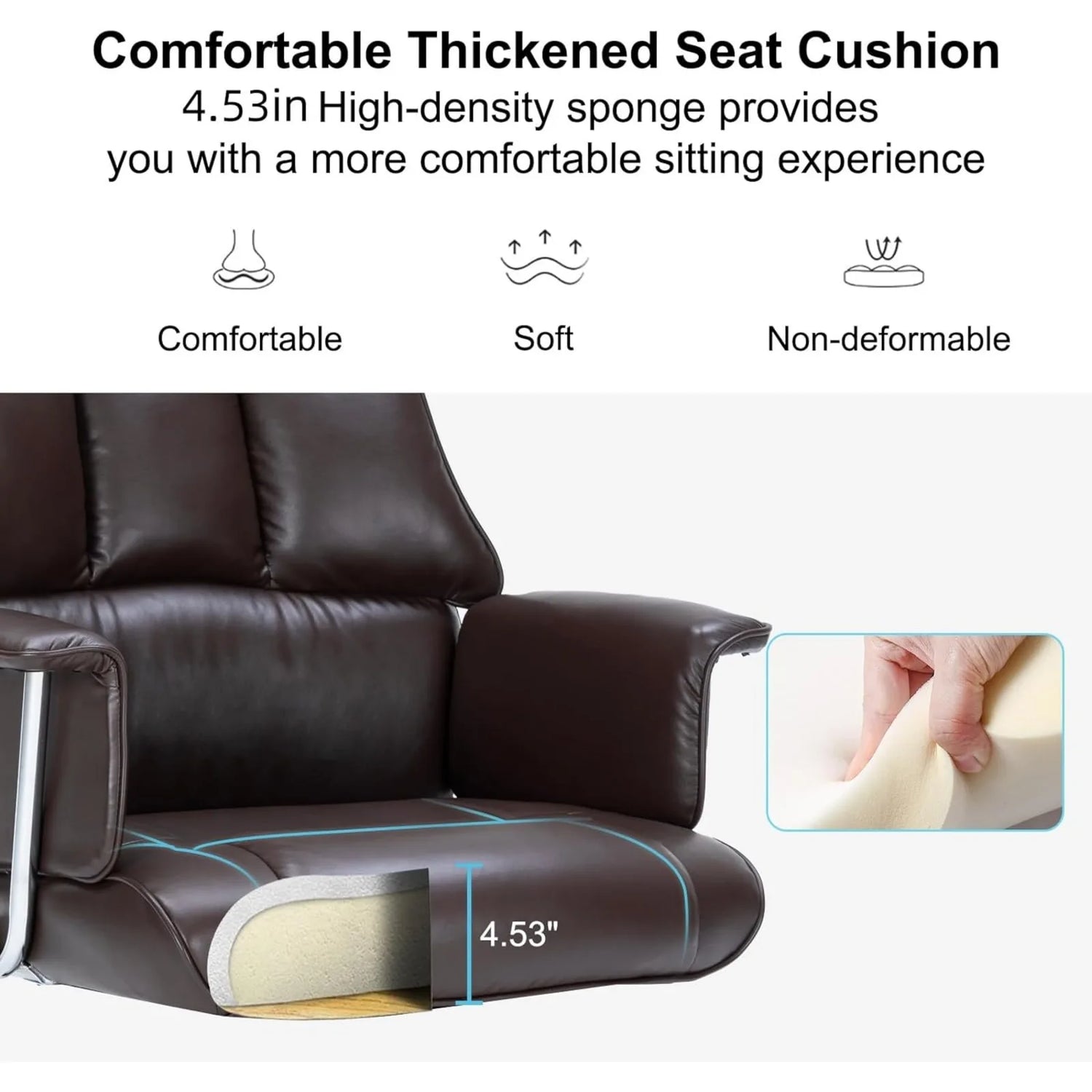 US Executive Office Chair, Big and Tall PU Leather Office Chair with Wide Seat Ergonomic Computer Desk Chair with Footrest