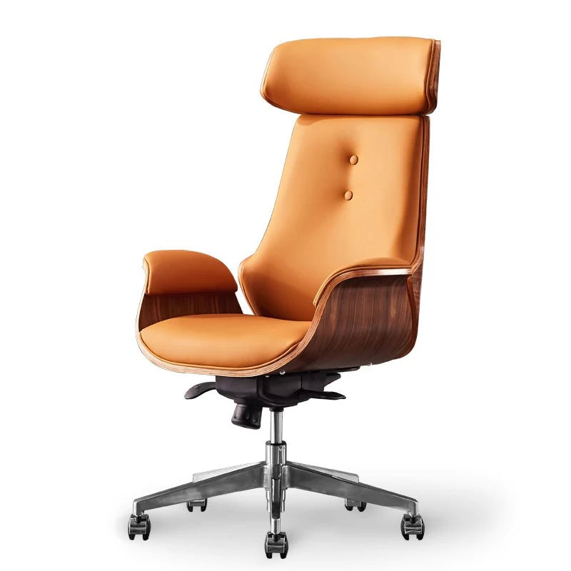 Luxury Ergonomic Leather Office Chair - Comfortable Boss Design.