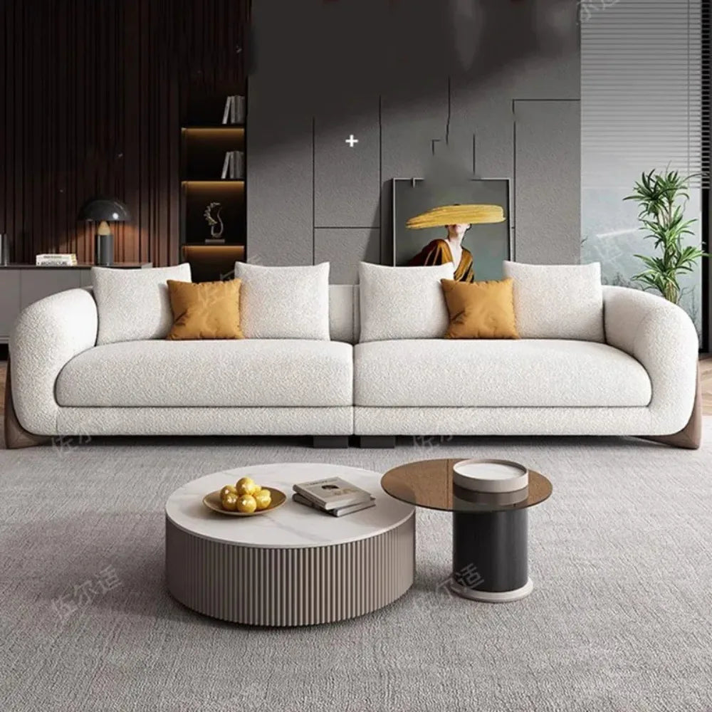 High Quality Lambswool Sofa Lazy Love Seat Unusual Straight Soft Couch Wood Legs Reading 3 Seat Sofa Muebles Home Furniture