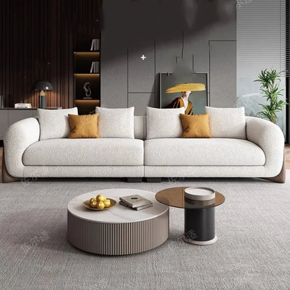 High Quality Lambswool Sofa Lazy Love Seat Unusual Straight Soft Couch Wood Legs Reading 3 Seat Sofa Muebles Home Furniture