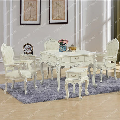 Full-Automatic Mahjong Machine Mahjong Table White Dining Table Dual-Use Solid Wood Mahjong Machine European Classic