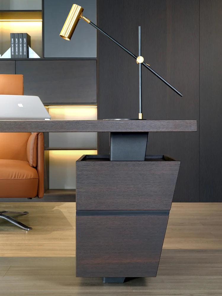 Italian minimalist modern luxury high-end smoked wooden desk desk