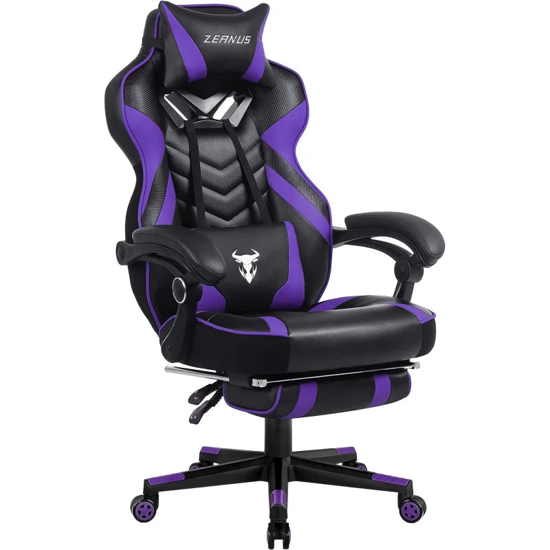 Gaming Chair Reclining Computer Chair w/ Footrest High Back Gamer Chair w/Massage Large Gaming Chair Racing Style Chair