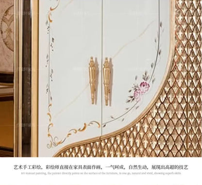 European Solid Wood Luxury Wardrobe – French Style, Customizable Villa Storage Cabinet