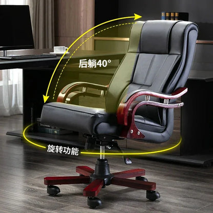 Modern Leather Office Chairs European Style Office Furniture Simple Backrest Armchair Study Bedroom Computer Chair Swivel Chair
