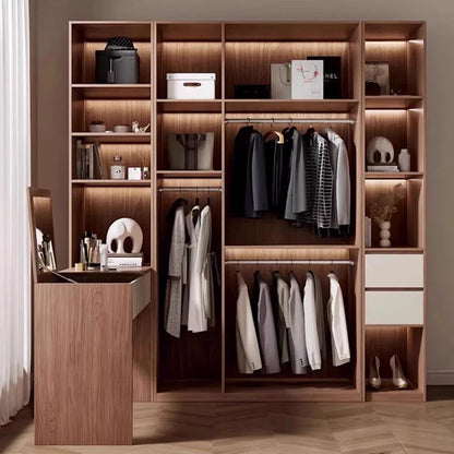 Space-Saving Women’s Wardrobe – Modern White Shelf Cabinets with Doors.