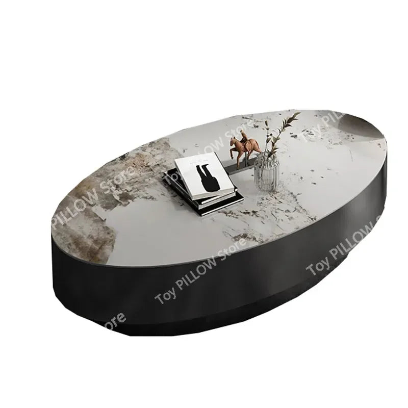 Nordic Living Room Coffee Table – Modern Oval Marble Design