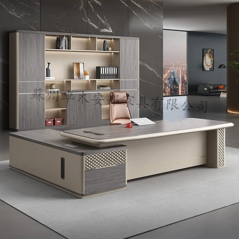 Simple And Modern President Office Desk And Chair Combination