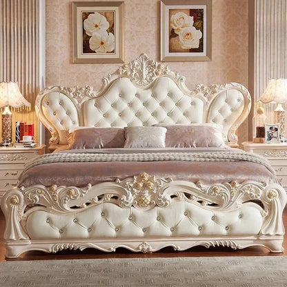 Nordic modern Luxury Bed master queen King Modern salon Bed Wood bedroom Leather Letto Matrimoniale Multifunzione Furniture
